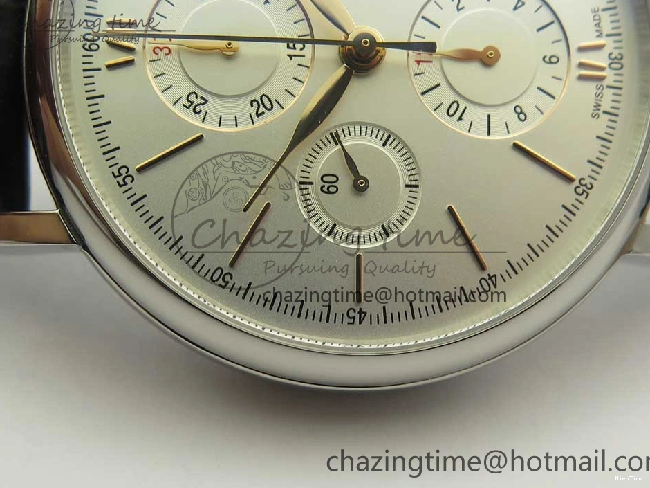 MIROTIME 0129 Snug Portofino IW391022 SS ZK 1:1 Best Edition White Dial Gold Markers On Black Leather Strap A 7130